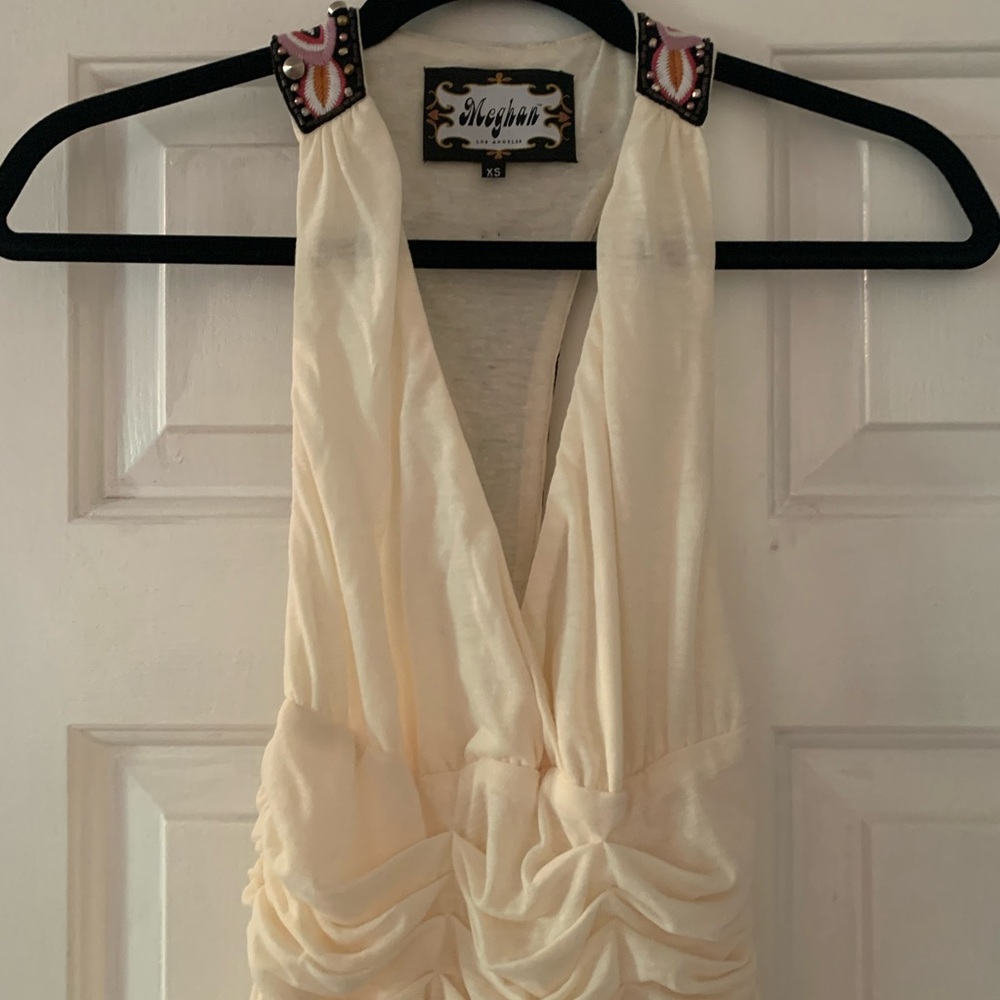 White maxi dress with fun back